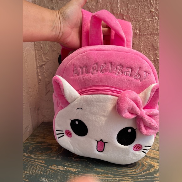 NWT PINK PLUSH GIRLS BACKPACK double zip kitty 10'x10'x3'inch. Excellent quality - Picture 5 of 17